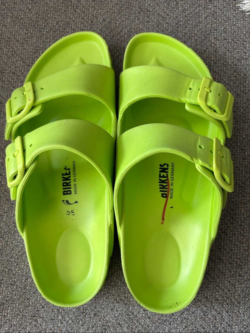 Birkenstock Kids Neon Lime Two-Strap Slide Sandals